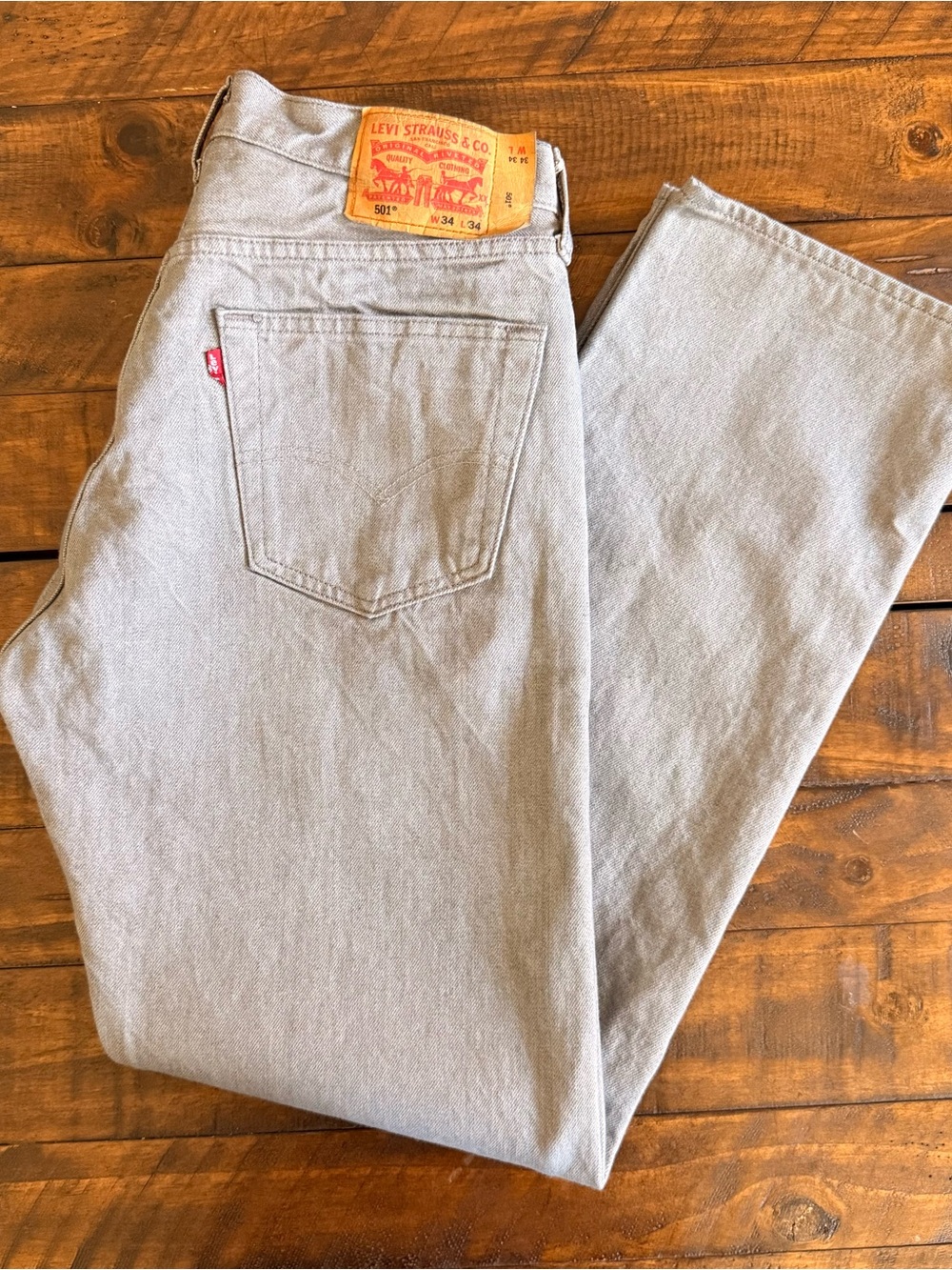 Levi’s 501 Straight Leg Button Fly Gray Jeans, Men’s 34x34